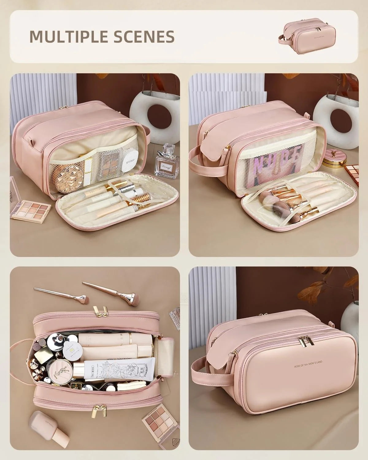Ultimate Travel Makeup Bag for Women - Spacious Cosmetic Organizer with Easy Access and Waterproof Design