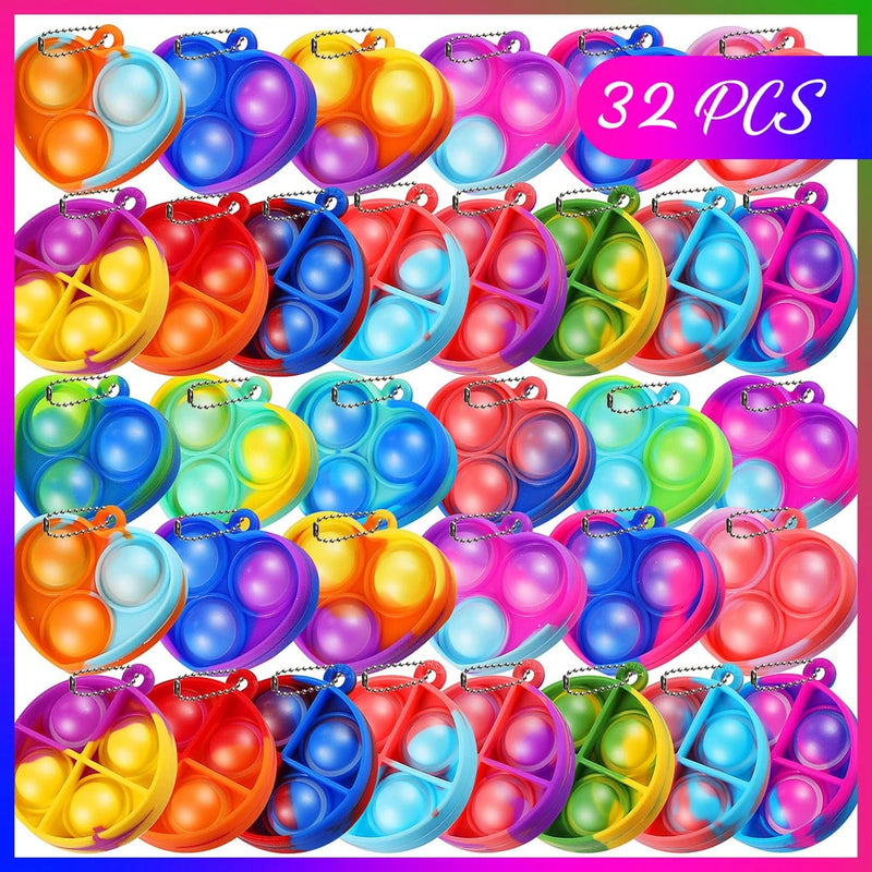 Silicone BubblePop Toy Keychain Set