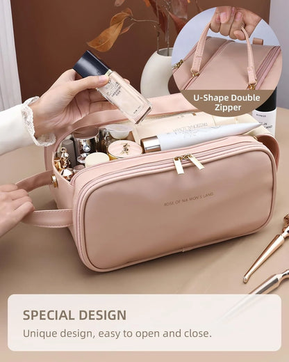 Ultimate Travel Makeup Bag for Women - Spacious Cosmetic Organizer with Easy Access and Waterproof Design