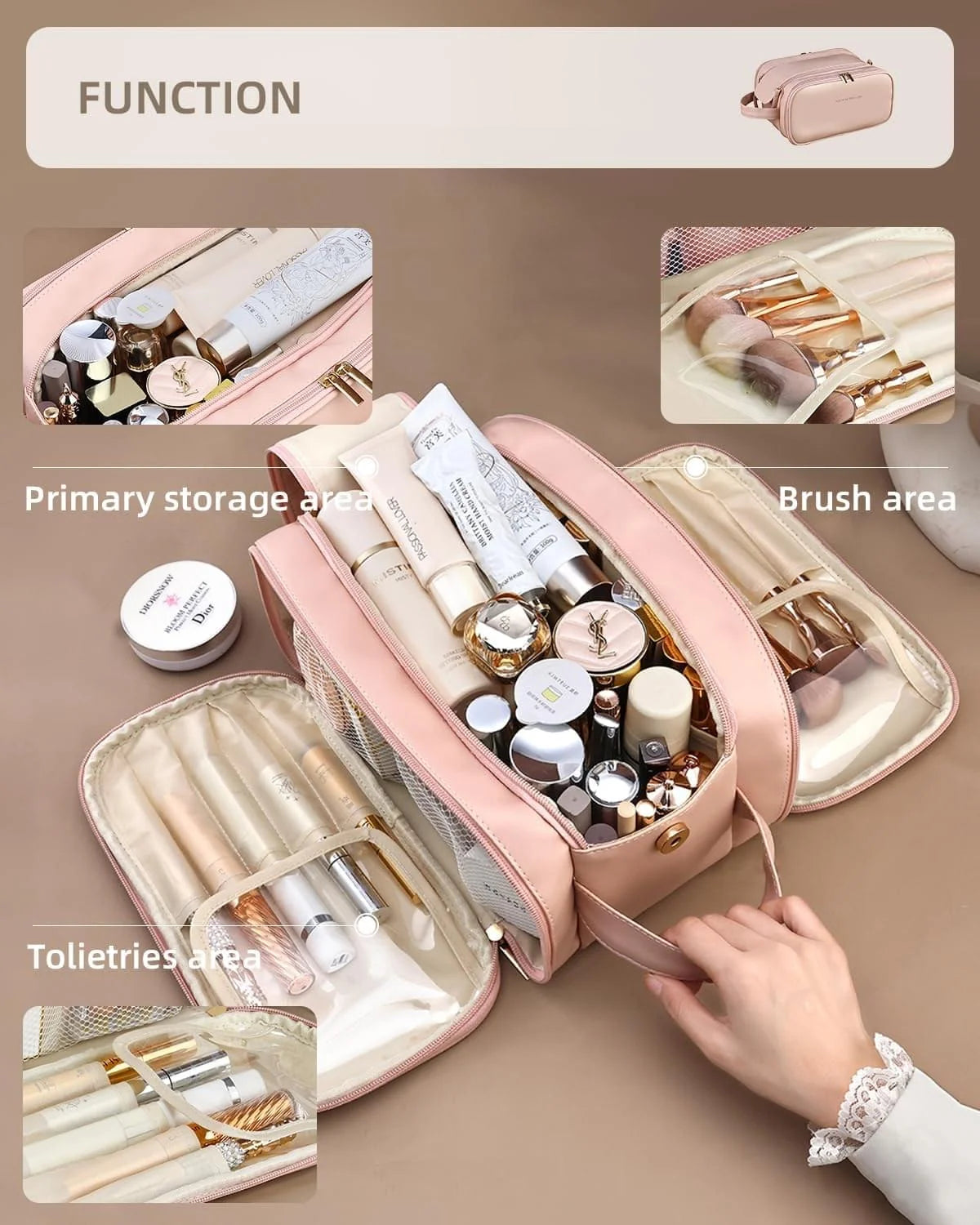 Ultimate Travel Makeup Bag for Women - Spacious Cosmetic Organizer with Easy Access and Waterproof Design